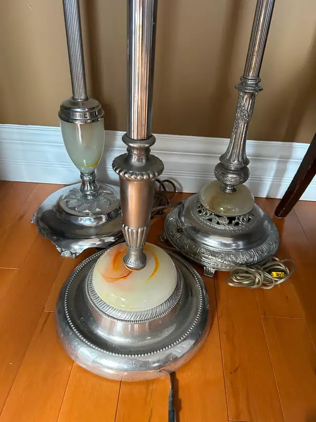 Vintage Metal Floor Standing Lamps with Milk Glass in Indoor Lighting & Fans in Oshawa / Durham Region - Image 3