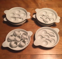 Ensemble 6 plats à escargots en porcelaine blanche