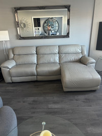 Leather couch with recliner and chaise lounge 