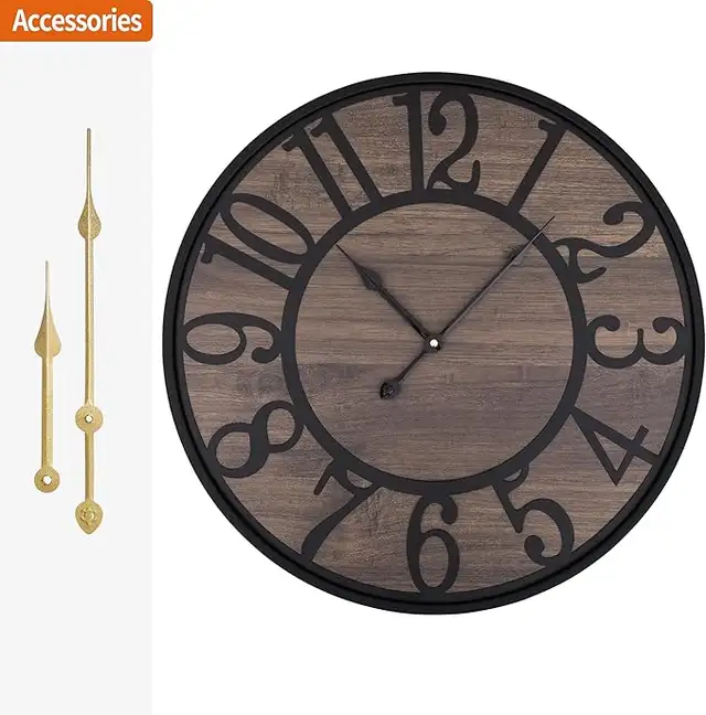LEIKE Large Wall Clocks for Living Room,Battery Operated 24 Inch in Home Décor & Accents in Ottawa - Image 4