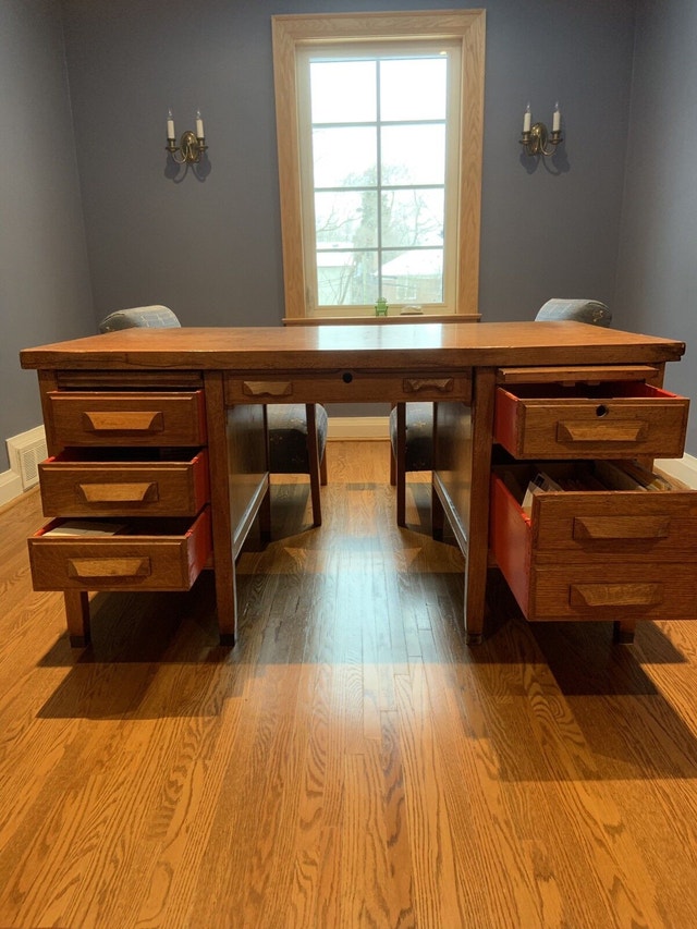 Antique Solid Oak Desk Vintage circa 1940s Desks City of Toronto