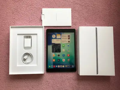 128GB Space Gray iPad 8 with Box, Charger, Cable & Case, View more