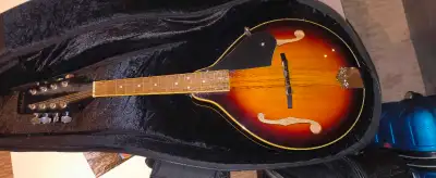 This Alabama mandolin features a classic sunburst finish and is in used condition, ready for its nex...
