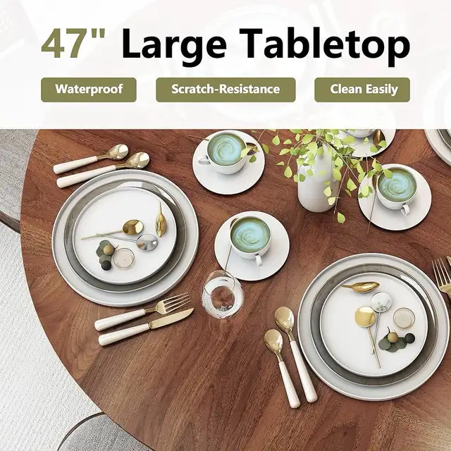 Walnut 47" Round Dining Table for 4, Kitchen Table Dinner Table in Dining Tables & Sets in Markham / York Region - Image 5