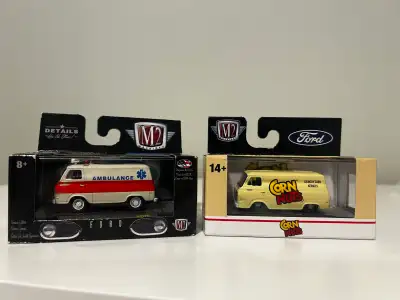 M2 Machines 1964 Ford Econoline Ambulance WMTS10 and 1965 Ford Econoline Delivery Van R78 Pick up ne...
