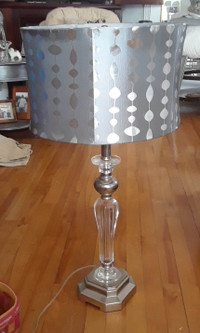 Vintage Table Lamp w/Silver Base and Silver Designer Shade