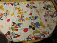 WALT DISNEY Vintage Bed Sheet Twin Flat 60 70 Pluto Mickey Goofy