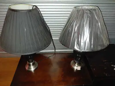 Pair of Modern Table Lamps with Grey Shades – Working, View more