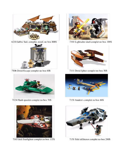 Tout complet avec minifigure sauf indication contraire. J2B 8S2 J'envoie par la poste à vos frais Al...
