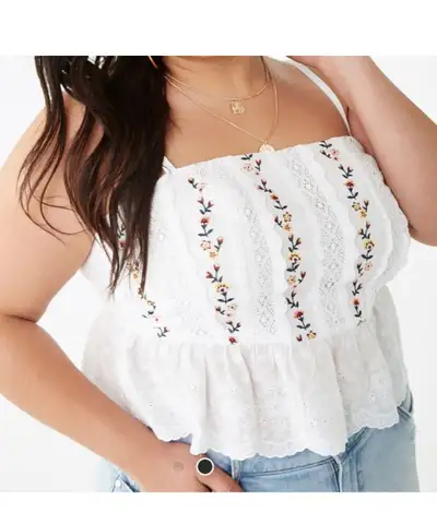 Size 1x Plus size embroidery camisole, View more