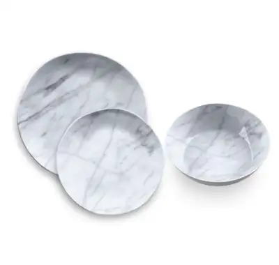 Tarhong Carrara Marble 18-Piece Melamine Dinnerwar, View more