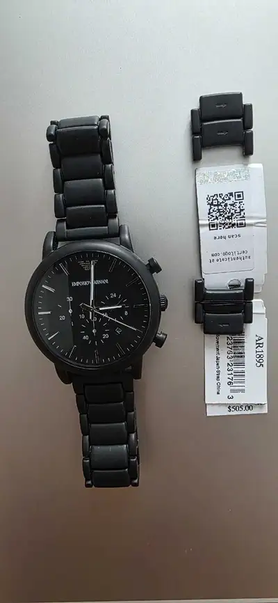 Emporio Armani AR1895 All-Black Stainless Steel Chronograph Men’s Watch (With Tags) Gently used—worn...