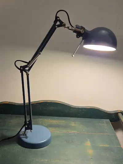 Vintage IKEA FORSA Blue Desk Work Lamp w/Adjustable Arm , View more