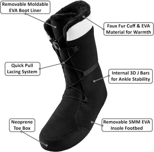 Alpine Swiss Men’s Snowboard  Boots Black & White (SIZE 8) in Snowboard in City of Toronto - Image 4
