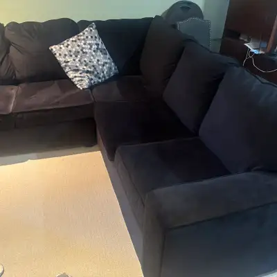 2 piece black velvet SECTIONAL, View more