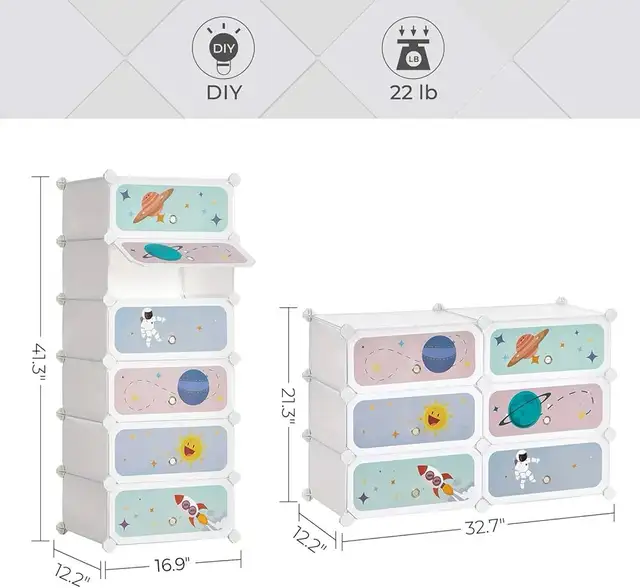 Kids' Shoe Rack with Doors, 6-Slot Stackable Storage Organizer,  in Storage & Organization in Markham / York Region - Image 3