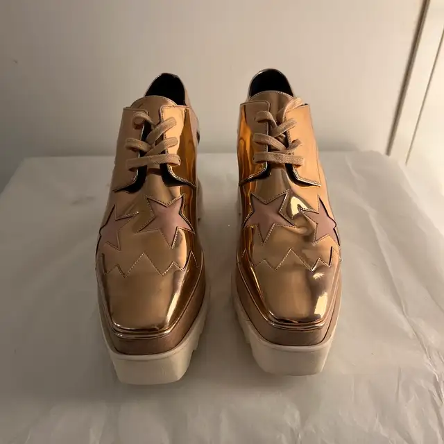 Stella McCartney Metallic Elyse Stars Derbys | Rose Gold Patent62863257526529122