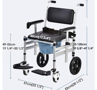 3 in 1 Shower Chair with Wheels, Hybodies Folding Commode