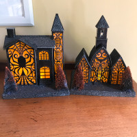 Pier 1 Halloween Putz Style Spider Haunted House & Owl House