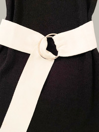 White Sash Belt with Silver Rings