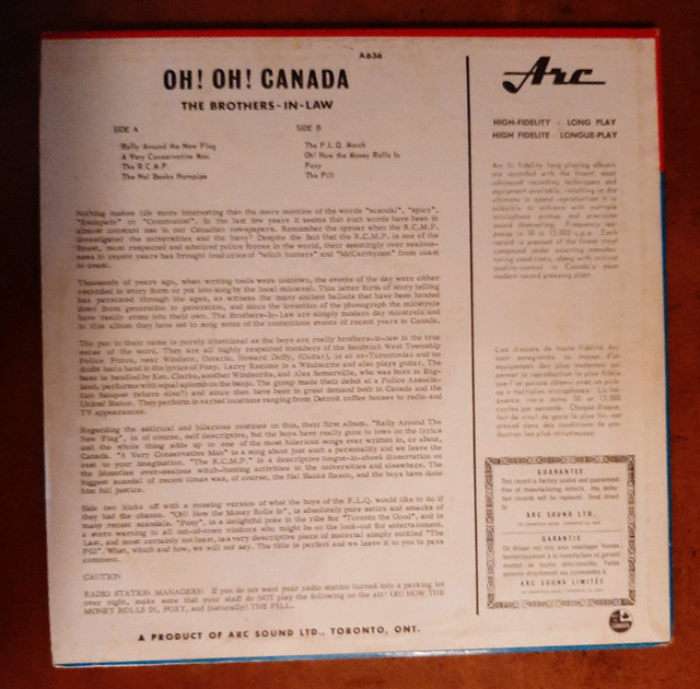 Vintage LP Oh! Oh! Canada  in Arts & Collectibles in Owen Sound - Image 4
