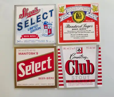 Vintage UNUSED Winnipeg Breweries Beer Bottle Labels, View more