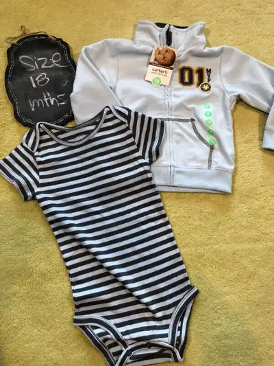 Brand new Carter's boys 2 piece set bodysuit and jacket -18 mths, View more