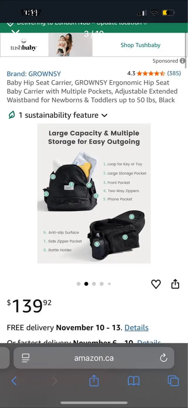 Grownsy Baby Carrier in Strollers, Carriers & Car Seats in London - Image 4