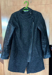 Manteau femmes lainage et cuir LARGE ou GRAND MEDIUM comme neuf