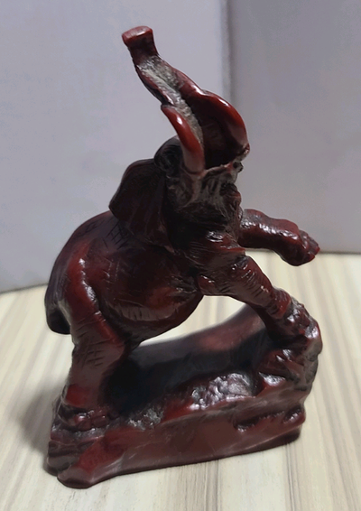 Vintage Chinese Handcrafted Red Resin Figurine Bull Elephant. , View more
