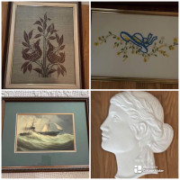 Cross Stitches picture, embroidered picture and women face sidew