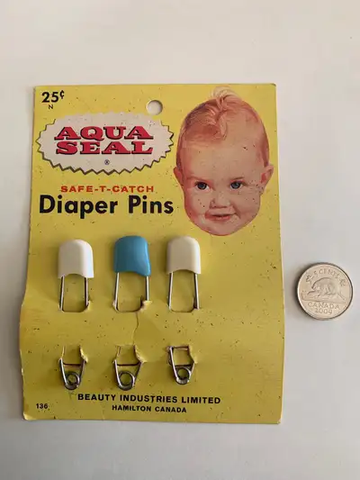 Vintage Aqua Seal Diaper Safety Pins, View more