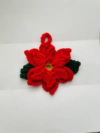 Crocheted Christmas poinsettia, View more