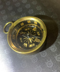 Vintage York Hamza Brass Compass Pocket Pendant