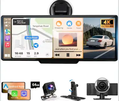 10.26" Wireless Carplay Screen, Portable 4K Car Play & Android A, View more