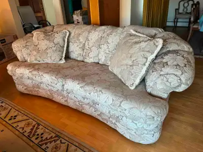 Selling pre-owned sofa, loveseat, and armchair as a set for $500 OBO! Includes matching throw cushio...
