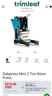 DabPress 2 Ton Rosin Press,Dual 3x3 Plates+Extras.Like New.$200.