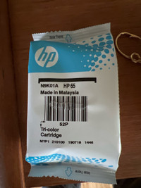 HP 65 printer ink, colour and black