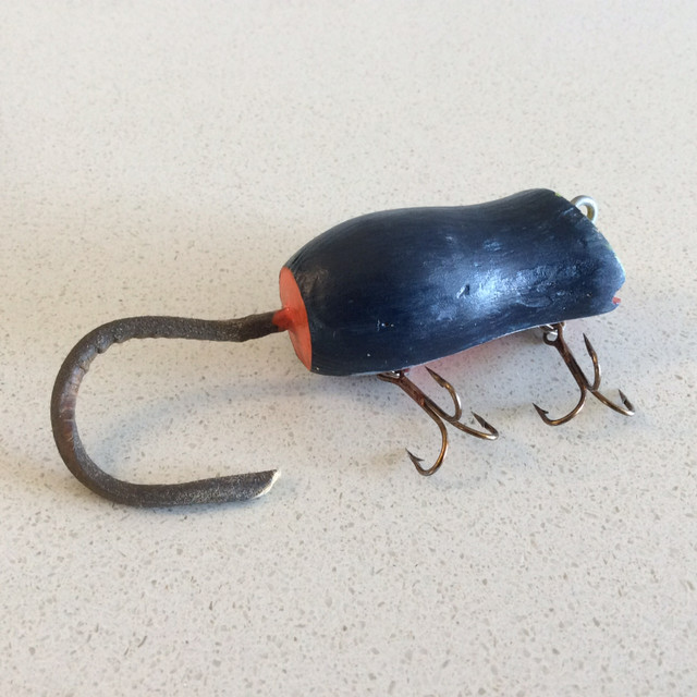 Shakespeare type wooden swimming mouse fishing lure leather tail, Fishing,  Camping & Outdoors, City of Toronto