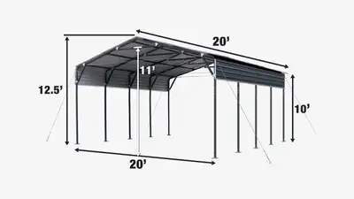 20’ x 20’ Metal Carport Shelter, high clearance, View more