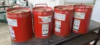 Metal gas containers. 4 only. 1 gallon or 4.2 l capacity.