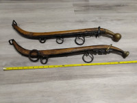 Pair of Vintage Wood, Brass, Iron Horse Haines Harness