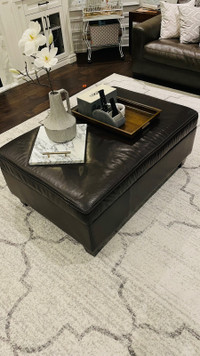 Custom Made Full Leather Ottoman with Storage