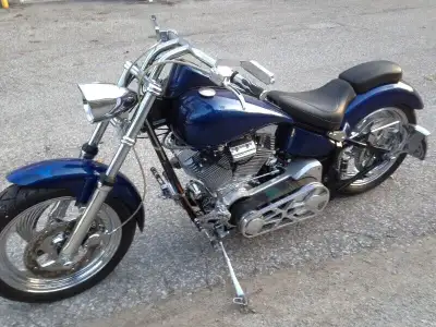 Hurricane Customs Frame, 200mm tire, 2" backbone stretch, 36 degree rake. Revtech 5 speed transmissi...
