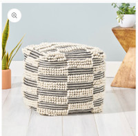 Large Contemporary Handcrafted Ottoman Pouf Fabric 