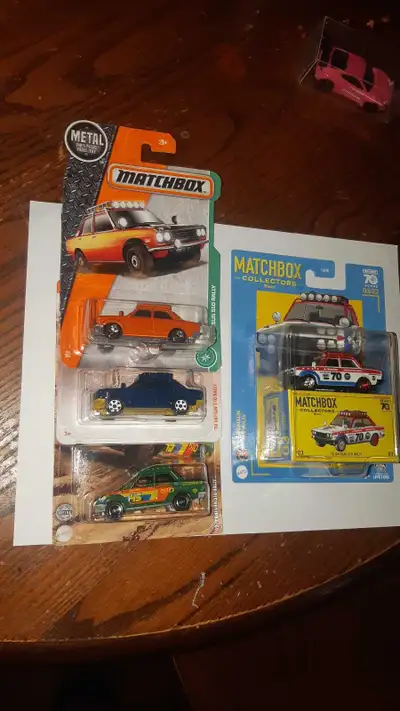 1970 Datsun 510 Rally Matchbox lot of 4 variations Orange 2017 Mainline Blue 2019 Mainline Green 202...