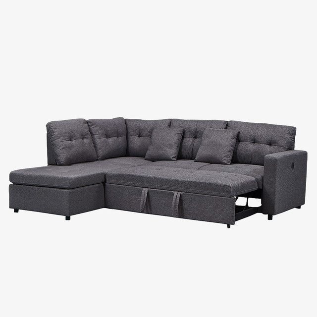 Sale On New Sectional Sofa Sleeper In Fabric Upholstery - Grey in Couches & Futons in Sarnia - Image 2
