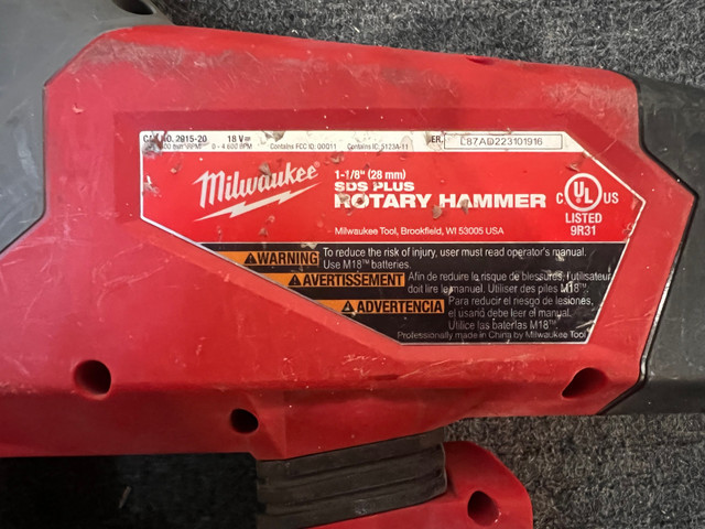 Milwaukee M18 FUEL Brushless  SDS-Plus Rotary Hammer (Tool only  in Power Tools in City of Toronto - Image 2