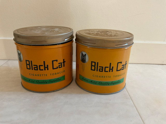 2 Black Cat Tobacco Tins in Arts & Collectibles in Saskatoon