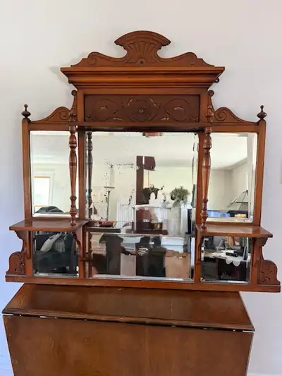 antique wood wall mount mirror, View more
